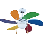 Zephir Ventilatore Lampadario a Soffitto con Luce Pale Colorate 90cm ZFS690C