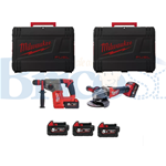 Milwaukee M18 FPPA2-503X Kit 18V Tassellatore+Smerigliatrice 3 Batterie 5Ah