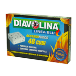 DIAVOLINA LINEA BLU 48 CUBI ACCENDIFUOCO INODORE ACCENSIONE CAMINO BARBECUE STUFE