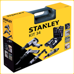 STANLEY KIT 34 UTENSILI COMPRESSORE AVVITATORE SMERIGLIATRICE SCALPELLATORE