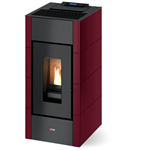 STUFA A PELLET VENTILATA CADEL CRISTAL 8,5 KW ACCIAIO ROSSO 